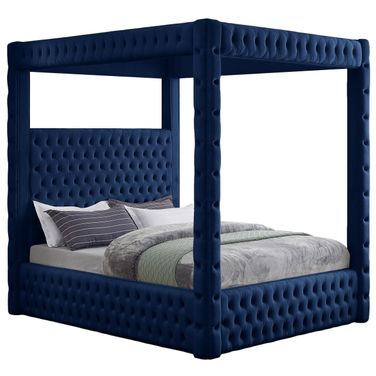 Royal Velvet King Bed In Navy