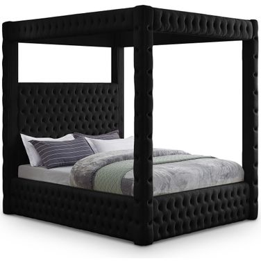 Royal Velvet Queen Bed In Black