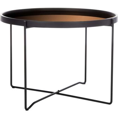 Ruby Black and Rose Gold Medium Round Tray Top Accent Table