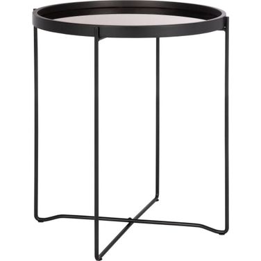 Ruby Black and Rose Gold Small Round Tray Top Accent Table