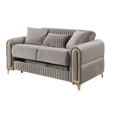 Ruby Loveseat In Taupe and Gold