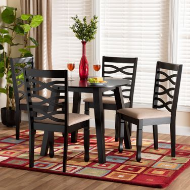 Ruby Wood 5 Piece Dining Set In Beige and Dark Brown