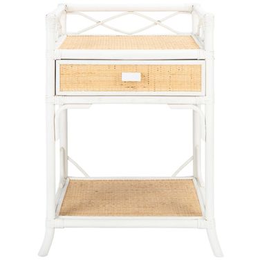 Rumi 1 Drawer 1 Shelf Nightstand in White and Natural