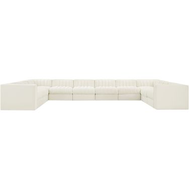 Rummi Velvet Performance Fabric Upholstered 10-Piece Modular Sectional In Cream