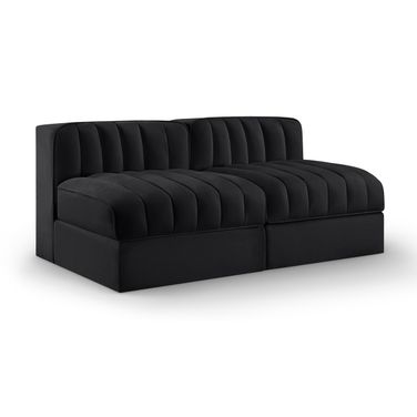 Rummi Velvet Performance Fabric Upholstered 2-Piece Modular Loveseat In Black