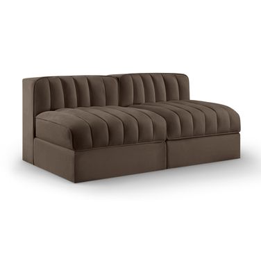 Rummi Velvet Performance Fabric Upholstered 2-Piece Modular Loveseat In Brown