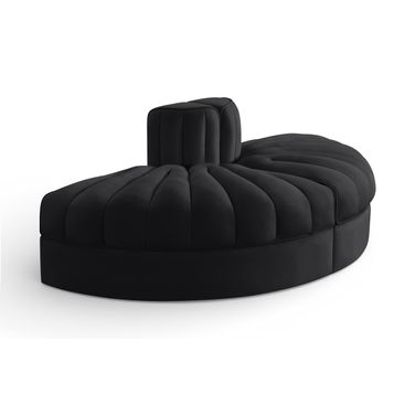 Rummi Velvet Performance Fabric Upholstered 2-Piece Modular Sofa In Black