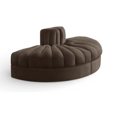 Rummi Velvet Performance Fabric Upholstered 2-Piece Modular Sofa In Brown