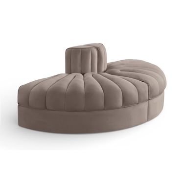 Rummi Velvet Performance Fabric Upholstered 2-Piece Modular Sofa In Taupe