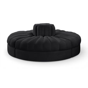 Rummi Velvet Performance Fabric Upholstered 4-Piece Modular Sofa In Black