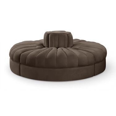 Rummi Velvet Performance Fabric Upholstered 4-Piece Modular Sofa In Brown