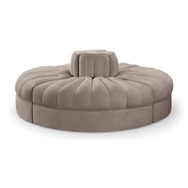 Rummi Velvet Performance Fabric Upholstered 4-Piece Modular Sofa In Taupe