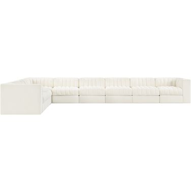 Rummi Velvet Performance Fabric Upholstered 8-Piece Modular Sectional In Cream