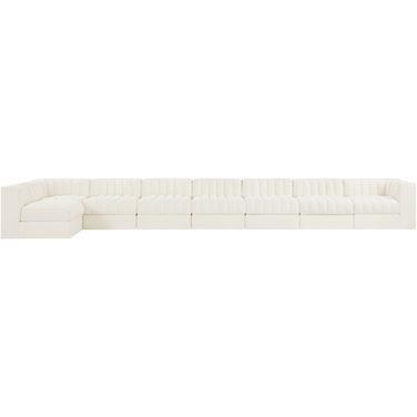 Rummi Velvet Performance Fabric Upholstered 8-Piece Modular Sectional In Cream