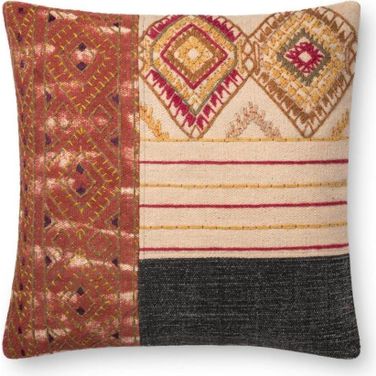 Loloi P0679 Rust and Grey 22" x 22" Cover w/Down Pillow