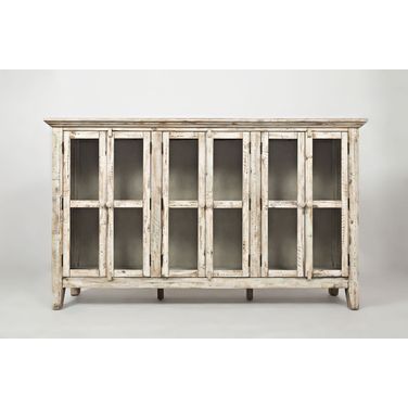 Rustic Shores 70 Inch 6 Door Accent Cabinet In Cream