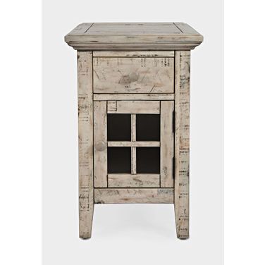 Rustic Shores USB Charging Chairside End Table In Cream