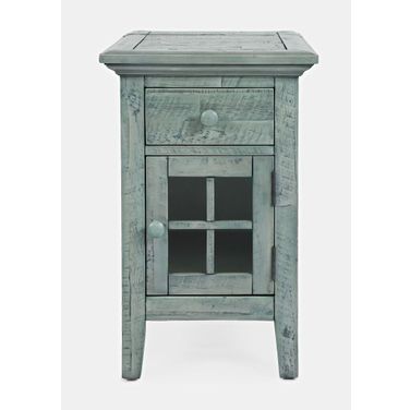 Rustic Shores USB Charging Chairside End Table In Blue
