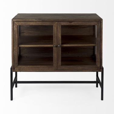 Rustic Two Door Shadowbox Cabinet In Dark Brown