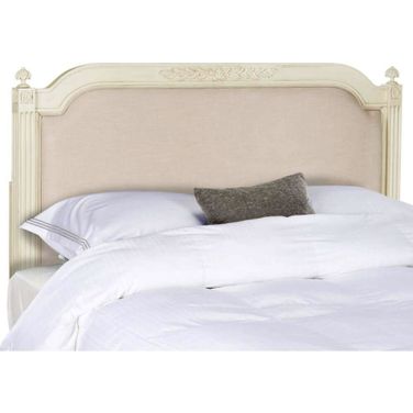 Rustic Wood Beige Linen Full Headboard