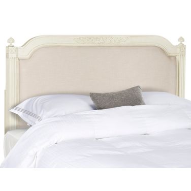 Rustic Wood Beige Linen Twin Headboard