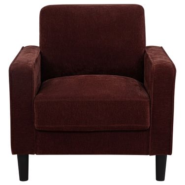 Ruth Fabric Upholstered Track Arm Accent Chair In Rust Red