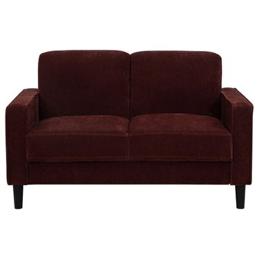 Ruth Fabric Upholstered Track Arm Loveseat In Rust Red