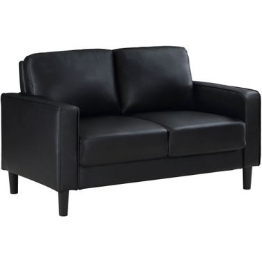 Ruth Upholstered Track Arm Faux Leather Loveseat Black
