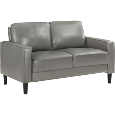 Ruth Upholstered Track Arm Faux Leather Loveseat Grey