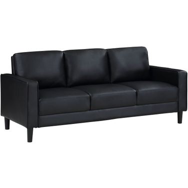 Ruth Upholstered Track Arm Faux Leather Sofa Black