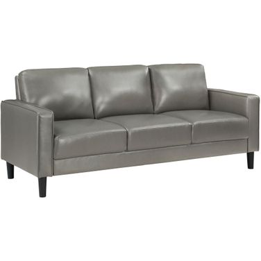 Ruth Upholstered Track Arm Faux Leather Sofa Grey