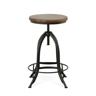Ryder Adjustable Barstool In Chestnut Seat and Black Base