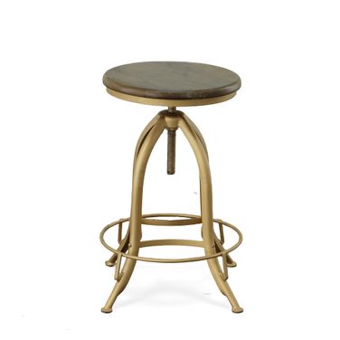 Ryder Adjustable Barstool In Elm Seat and Gold Base