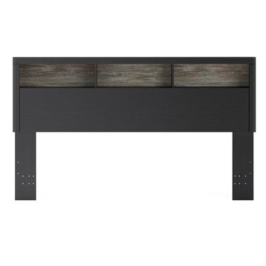 Ryderton Lighted King Bookcase Headboard In Black and Gray