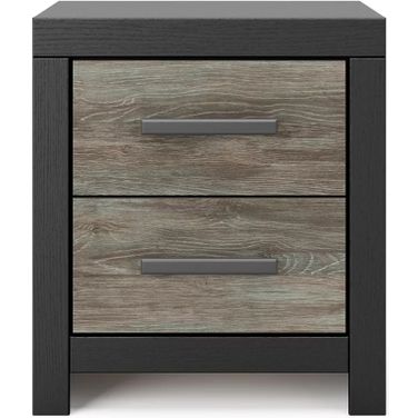 Ryderton Two Drawer NightStand In Black and Gray