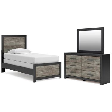 Ryderton Youth Panel Bedroom Set In Black and Gray