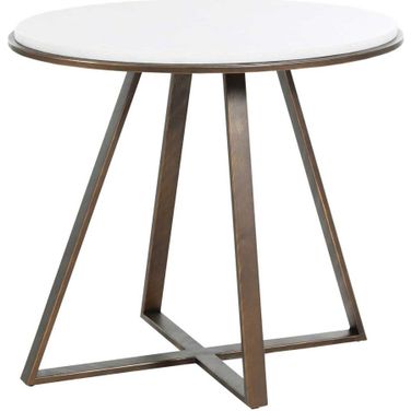 Rylan Side Table In Brushed Copper and Roman White