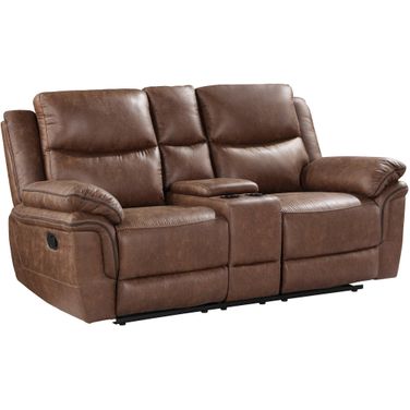 Ryland Console Loveseat with Dual Recliners In Brown