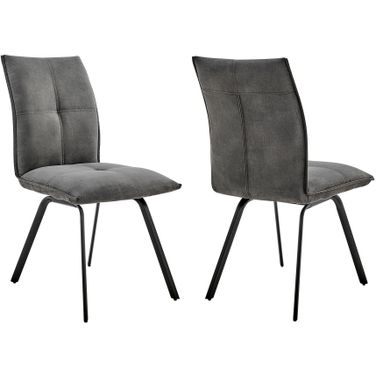 Rylee Dining Room Accent Chair Set of 2 In Charcoal Fabric and Black Finish