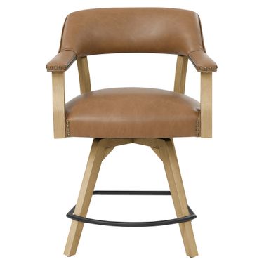 Rylie 24 Inch Vegan Leather Swivel Counter Chair In Camel