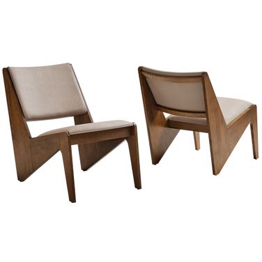 Rylina Vegan Leather Accent Chairs Set of 2 In Walnut and Brown