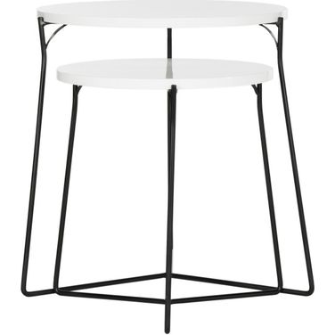 Ryne White and Black Retro Mid Century Lacquer Stacking End Table