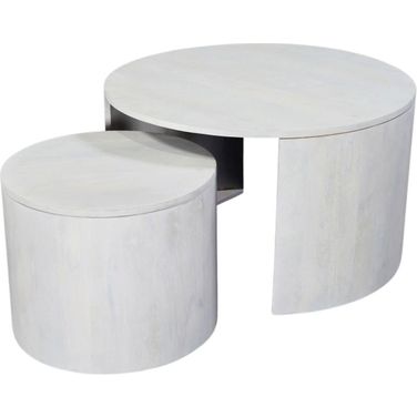 Sable 30 Inch Round Nesting Coffee Table In Whitewash