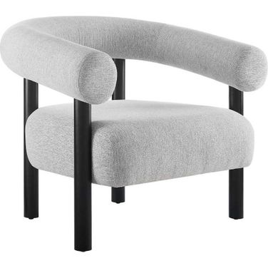 Sable Upholstered Fabric Arm Chair In Light Gray and Black