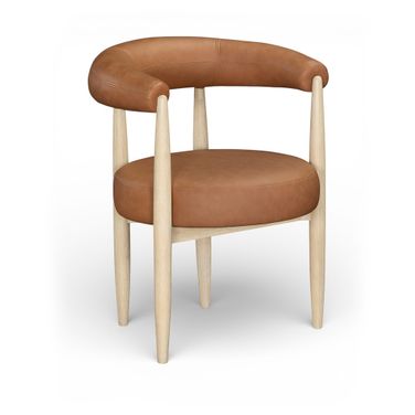 Sable Vegan Leather Upholstered Dining Chair Set of 2 In Cognac