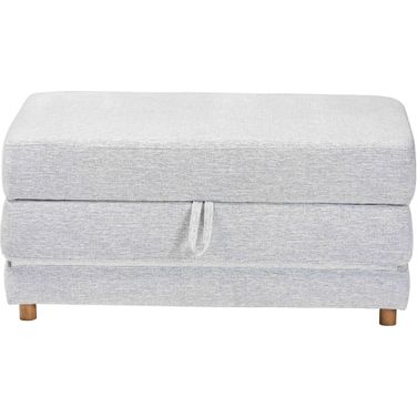 Sabriel Fabric Convertible Sleeper Ottoman In Light Grey and Oak Brown