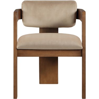 Sacha Velvet Dining Chair Set of 2 In Beige and Brown