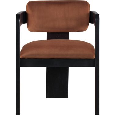 Sacha Velvet Dining Chair Set of 2 In Cognac and Black