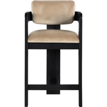Sacha Velvet Stool In Black and Beige