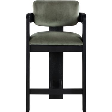 Sacha Velvet Stool In Black and Green